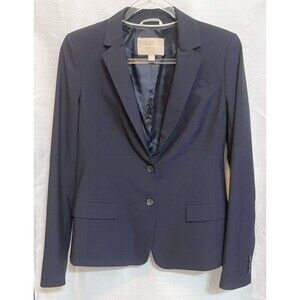Banana Republic Wool Spandex Blazer Womens 6 Navy Blue Preppy Office Siren Corp